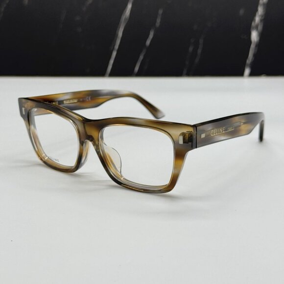 NEW CELINE CL50011F 055 HAVANA SQUARE UNISEX CELINE EYEGLASSES - Picture 1 of 12